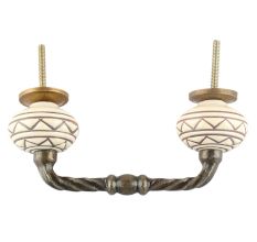 Brown Pattern Etched Ceramic Cut Bridge Handle