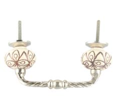 Cream Brown Floral Etched Ceramic Cut Bridge Handle Online