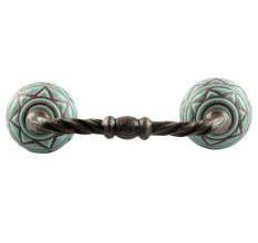 Sea Green Pattern Etched Ceramic Cut Bridge Handle