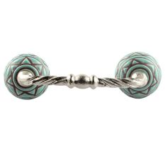 Sea Green Pattern Etched Ceramic Cut Bridge Handle