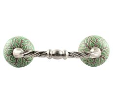 Pea Green Amarylis Floral Etched Ceramic Cut Bridge Handle
