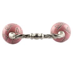 Pink Calla Lily Brown Etched Ceramic Cut Bridge Handle