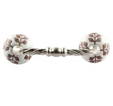 Brown Leaf Cut Flower Etched Ceramic Cut Bridge Handle Online