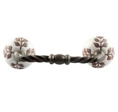 Brown Leaf Cut Flower Etched Ceramic Cut Bridge Handle Online