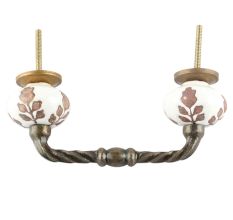 Brown Leaf Cut Flower Etched Ceramic Cut Bridge Handle Online