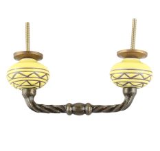 Brown Pattern Etched Ceramic Cut Bridge Handle