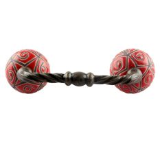 Red Etched Floral Ceramic Cut Bridge Handle Online