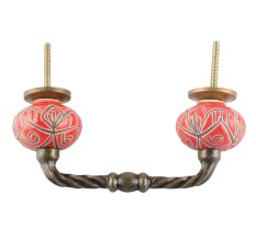Red Etched Floral Ceramic Cut Bridge Handle Online