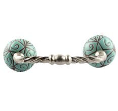 Turquoise Etched Floral Ceramic Cut Bridge Handle Online
