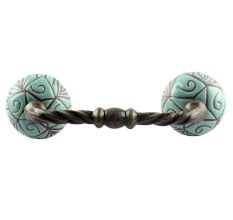 Turquoise Etched Floral Ceramic Cut Bridge Handle Online
