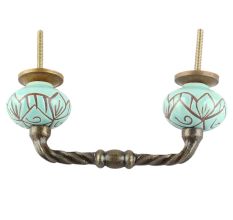 Turquoise Etched Floral Ceramic Cut Bridge Handle Online