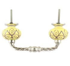 Etched Ceramic Cut Bridge Handle in Yellow