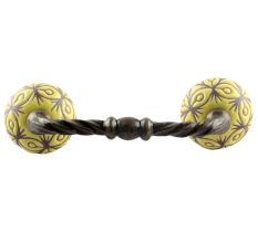 Etched Ceramic Cut Bridge Handle in Yellow