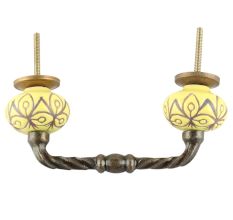 Etched Ceramic Cut Bridge Handle in Yellow