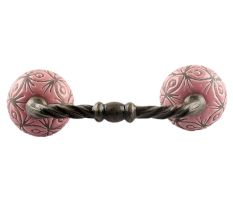 Etched Ceramic Floral Cut Bridge Handle in Pink