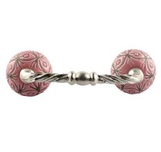 Etched Ceramic Floral Cut Bridge Handle in Pink