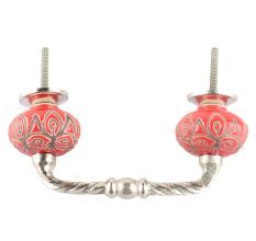 Red Etched Ceramic Cut Bridge Handle