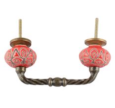 Red Etched Ceramic Cut Bridge Handle