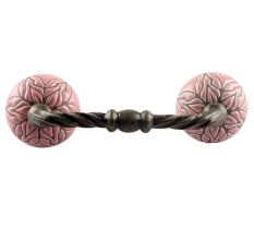 Pink Amarylis Floral Etched Ceramic Cut Bridge Handle Online