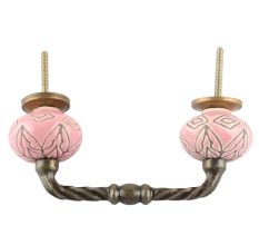 Pink Amarylis Floral Etched Ceramic Cut Bridge Handle Online