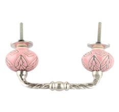 Pink Amarylis Floral Etched Ceramic Cut Bridge Handle Online