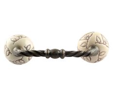 Cream Calla Lily Brown Etched Ceramic Cut Bridge Handle