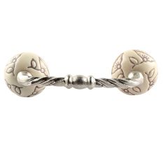Cream Calla Lily Brown Etched Ceramic Cut Bridge Handle