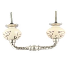 Cream Calla Lily Brown Etched Ceramic Cut Bridge Handle