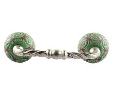 Pea Green Etched Ceramic Floral Cut Bridge Handle Online