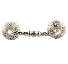 Cream With Brown Marigold Etched Ceramic Cut Bridge Handle