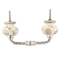 Cream With Brown Marigold Etched Ceramic Cut Bridge Handle