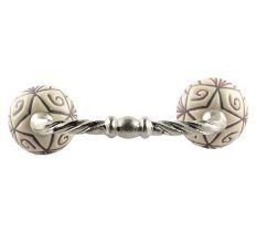 Cream Base Brown Etched Ceramic Floral Cut Bridge Handle