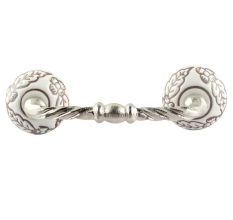 White Base Brown Leaf Flower Etched Ceramic Cut Bridge Handle