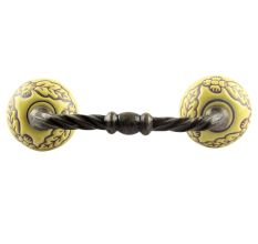 Yellow Leaf Flower Etched Ceramic Cut Bridge Handle