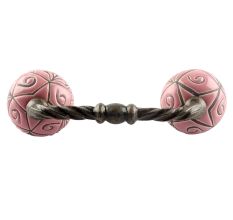 Pink Etched Ceramic Floral Cut Bridge Handle