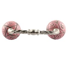 Pink Etched Ceramic Floral Cut Bridge Handle