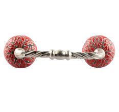 Red Amaryllis Floral Etched Ceramic Cut Bridge Handle