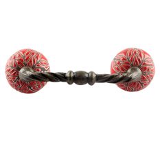 Red Amaryllis Floral Etched Ceramic Cut Bridge Handle