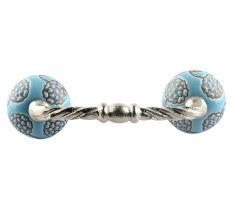 Turquoise Marigold Etched Ceramic Cut Bridge Handle Online