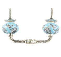 Turquoise Marigold Etched Ceramic Cut Bridge Handle Online