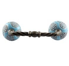 Turquoise Marigold Etched Ceramic Cut Bridge Handle Online