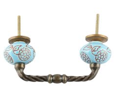 Turquoise Marigold Etched Ceramic Cut Bridge Handle Online