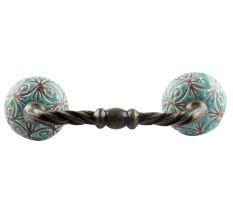 Sea Green Etched Ceramic Cut Bridge Handle