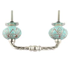 Sea Green Etched Ceramic Cut Bridge Handle