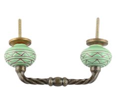 Pea Green Pattern Etched Ceramic Cut Bridge Handle Online