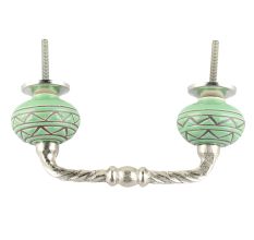 Pea Green Pattern Etched Ceramic Cut Bridge Handle Online