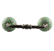 Pea Green Etched Ceramic Cut Bridge Handle