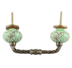 Pea Green Etched Ceramic Cut Bridge Handle