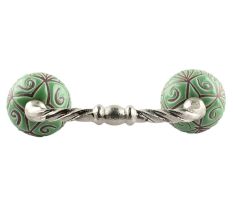 Pea Green Etched Ceramic Cut Bridge Handle
