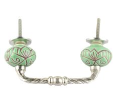 Pea Green Etched Ceramic Cut Bridge Handle